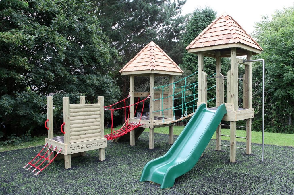 Canada Hill School wooden play equipment installed by Outdoor Play UK