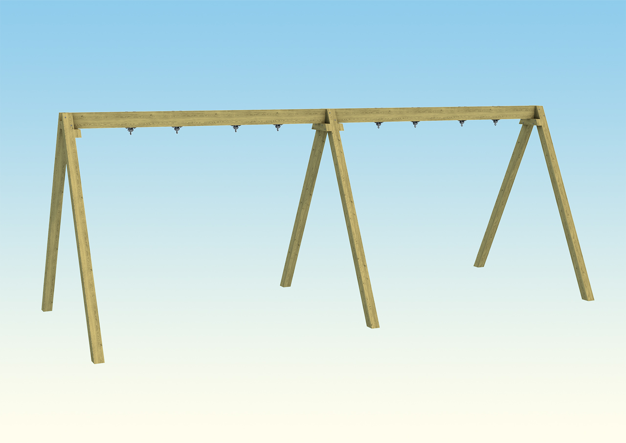 A double bay swing frame without swing seats