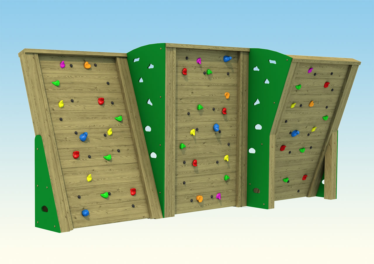 A play area climbing wall for children