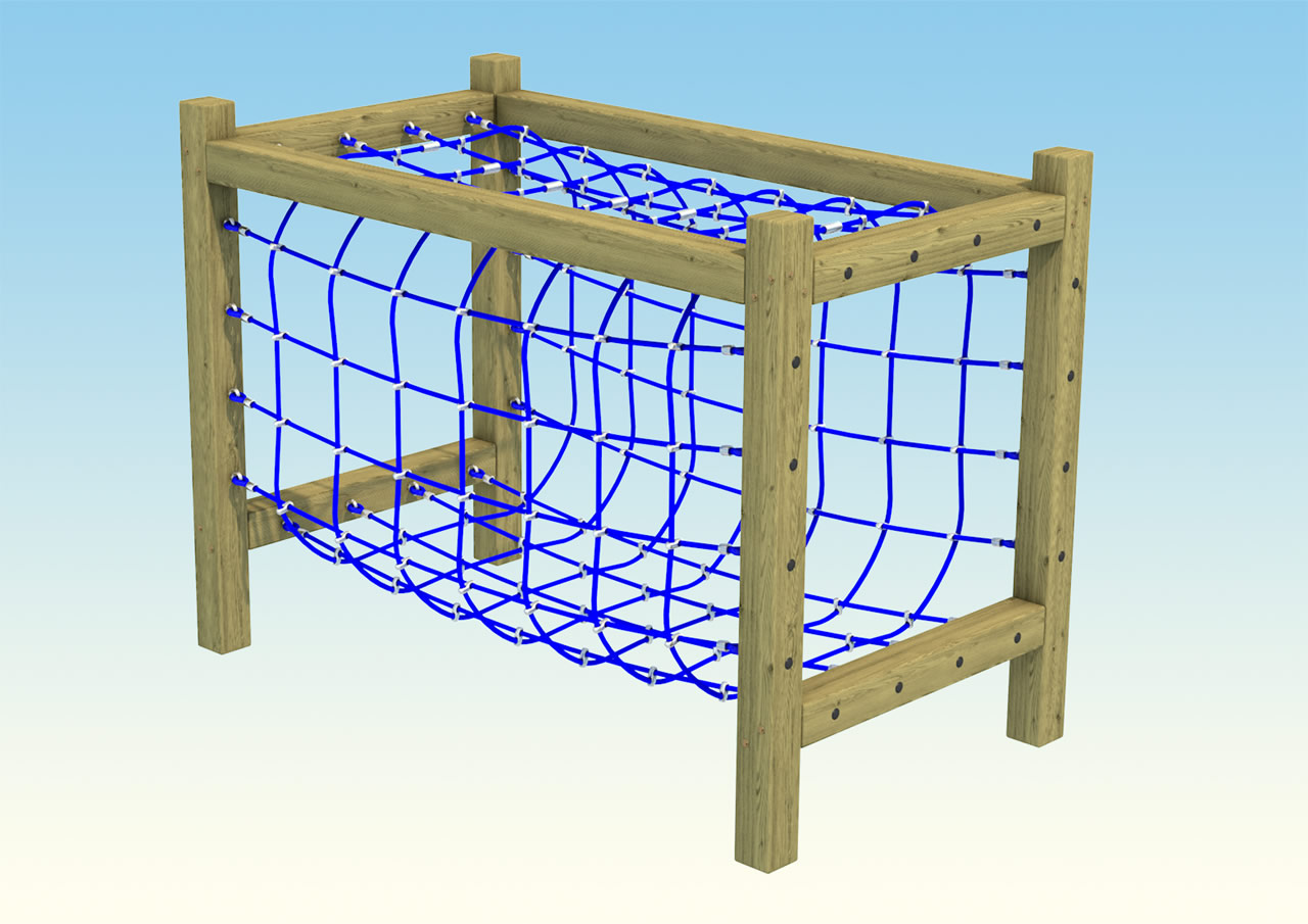 A tunnel net with blue ropes