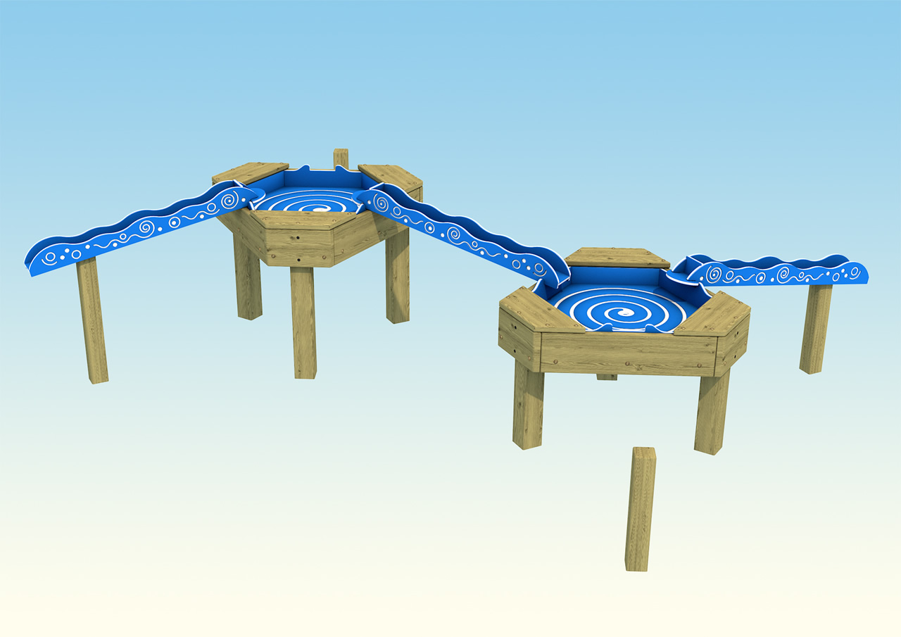 Twin playground waterchutes