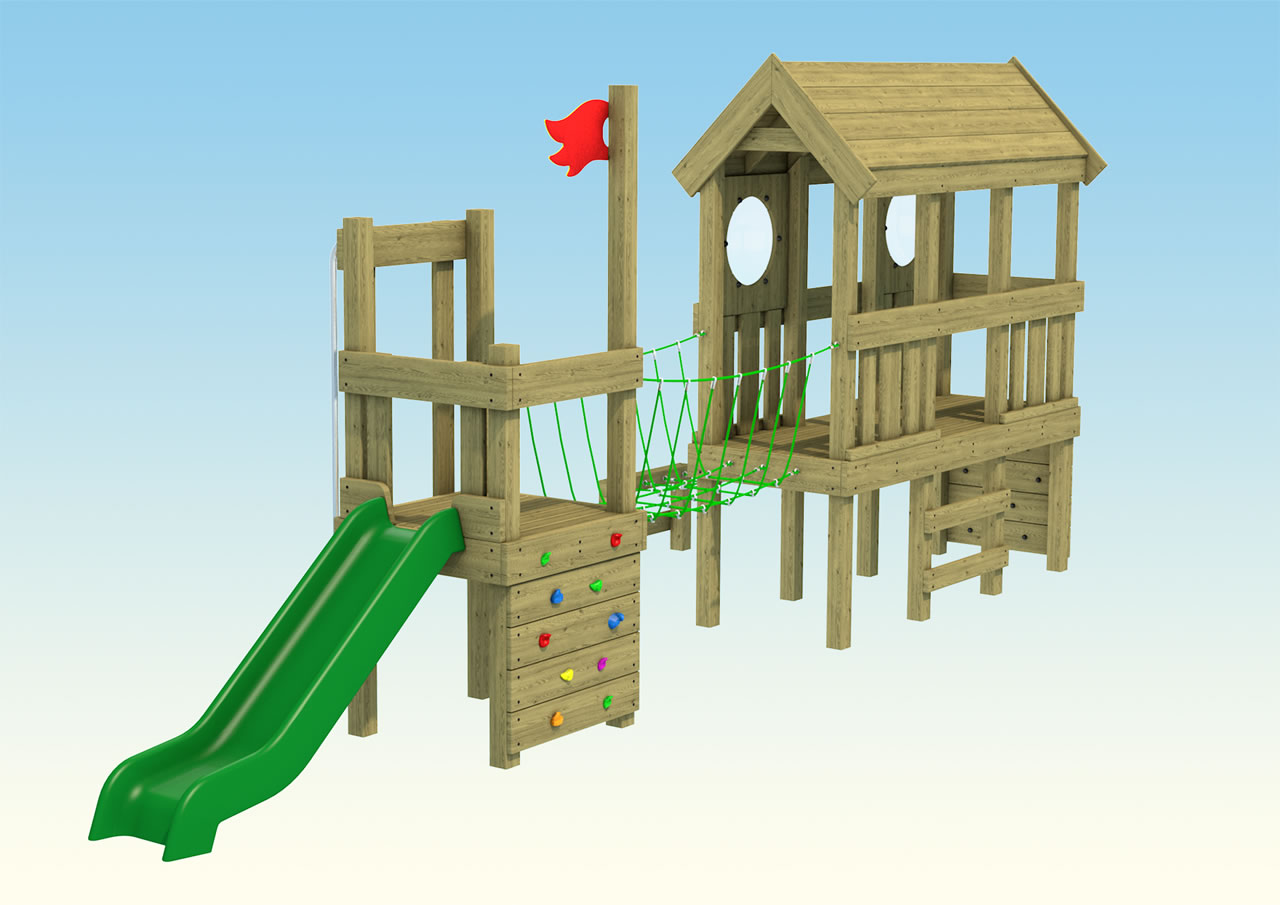 The Portesham play tower with green plastic slide
