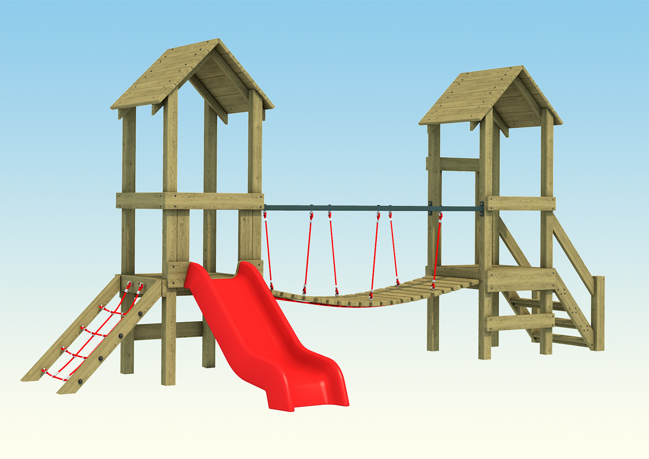 Two timber play towers for kids