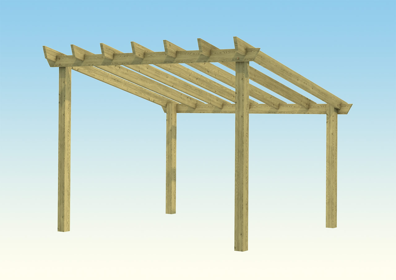 A small wooden pergola front view