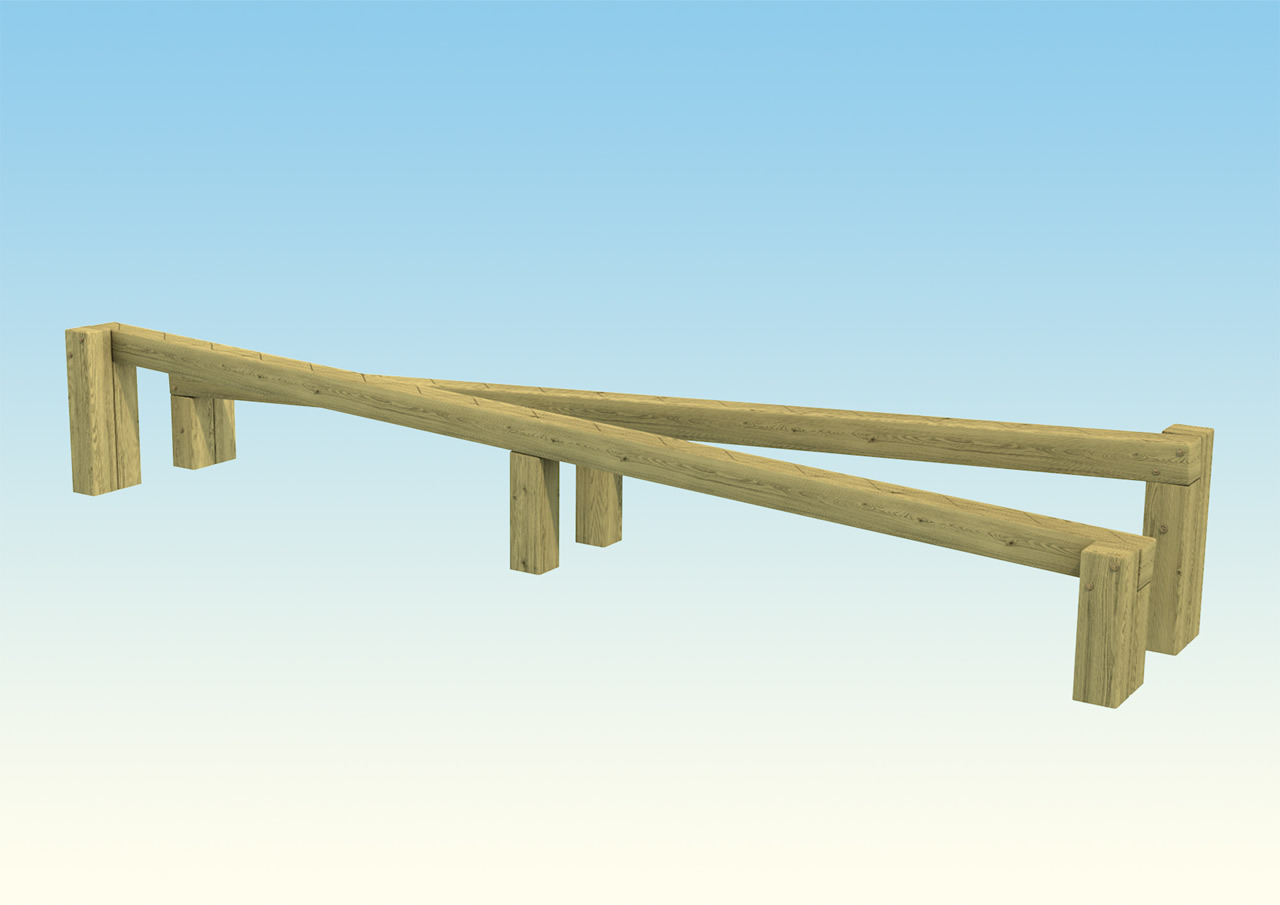 Crossover beams for childrens play areas