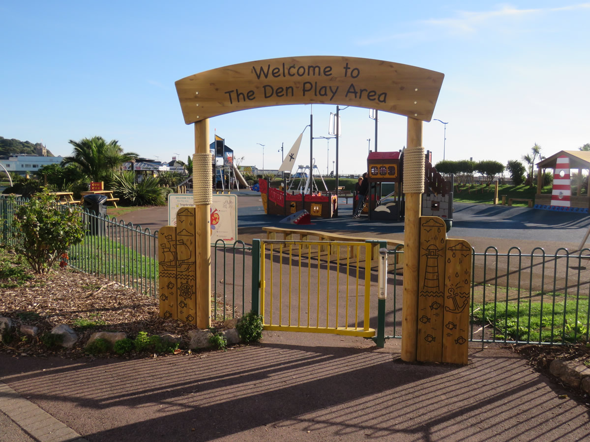 Play area entrance wooden archway