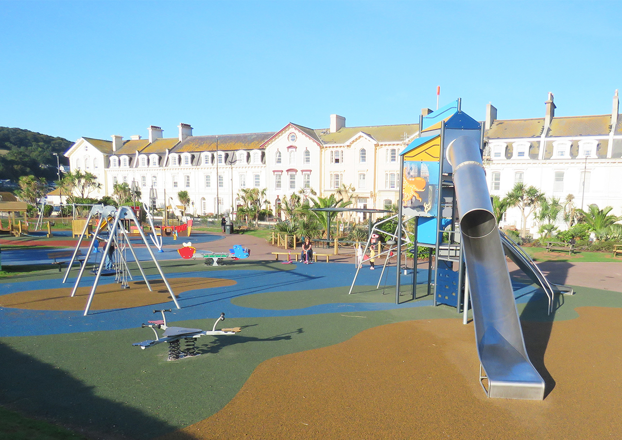 Safety srufacing installed at a sea side play area