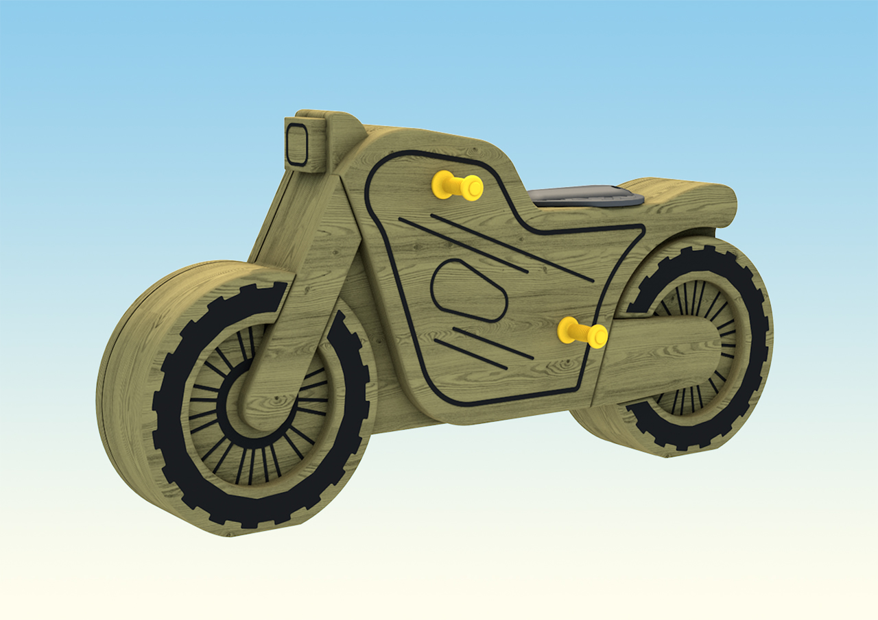 Play motorcycle made out of wood