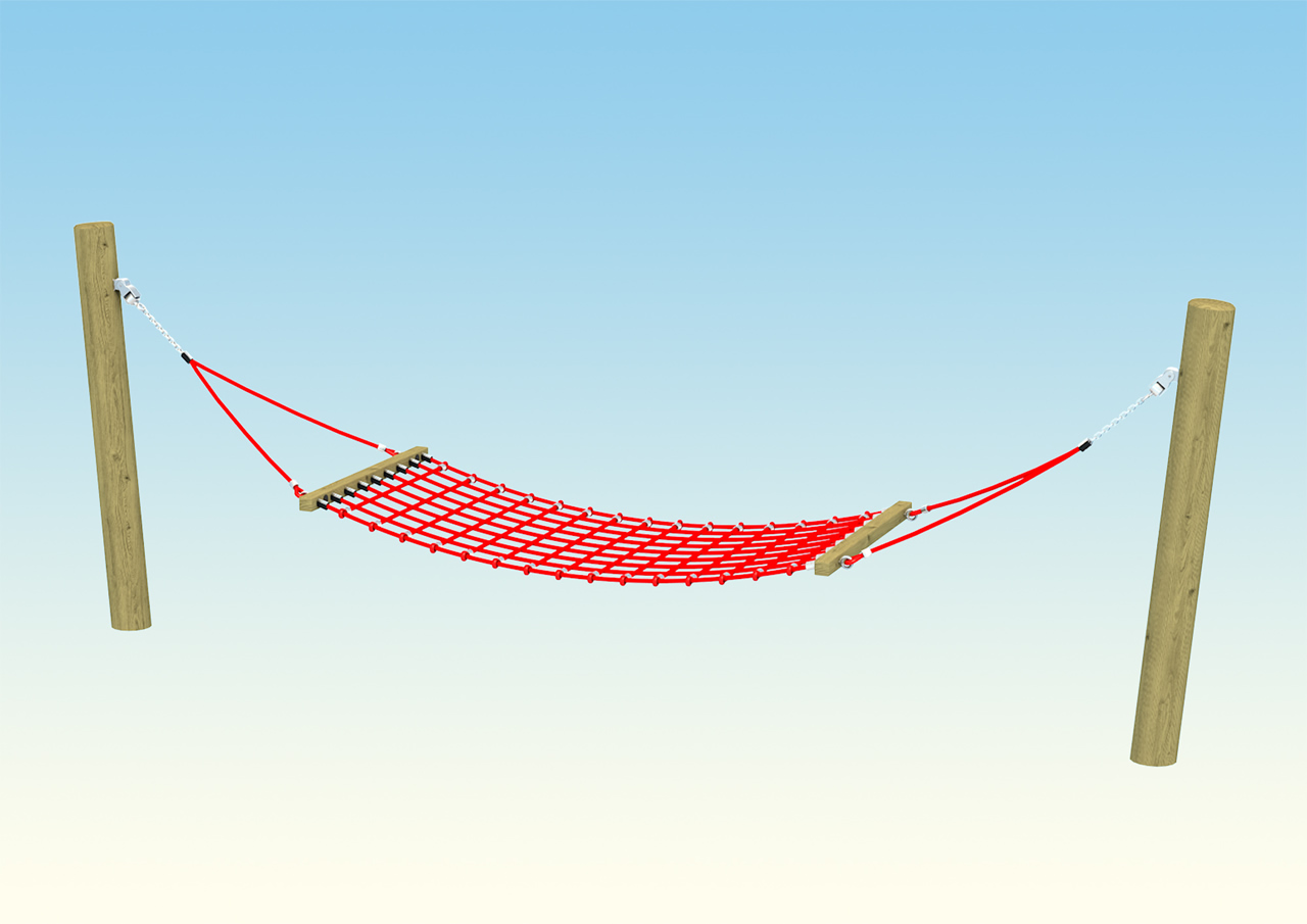 A hammock swing for childrens play areas