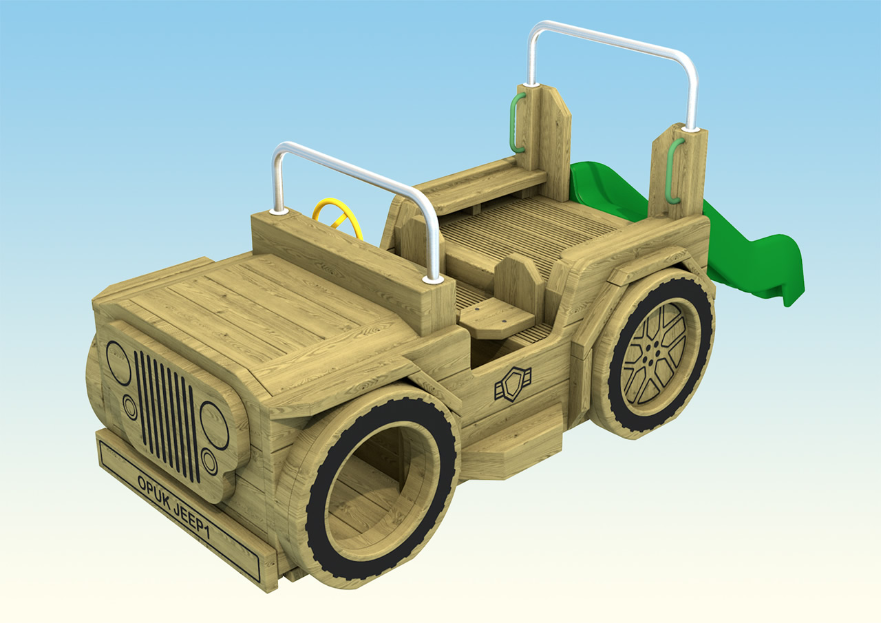 A large wooden play car for children